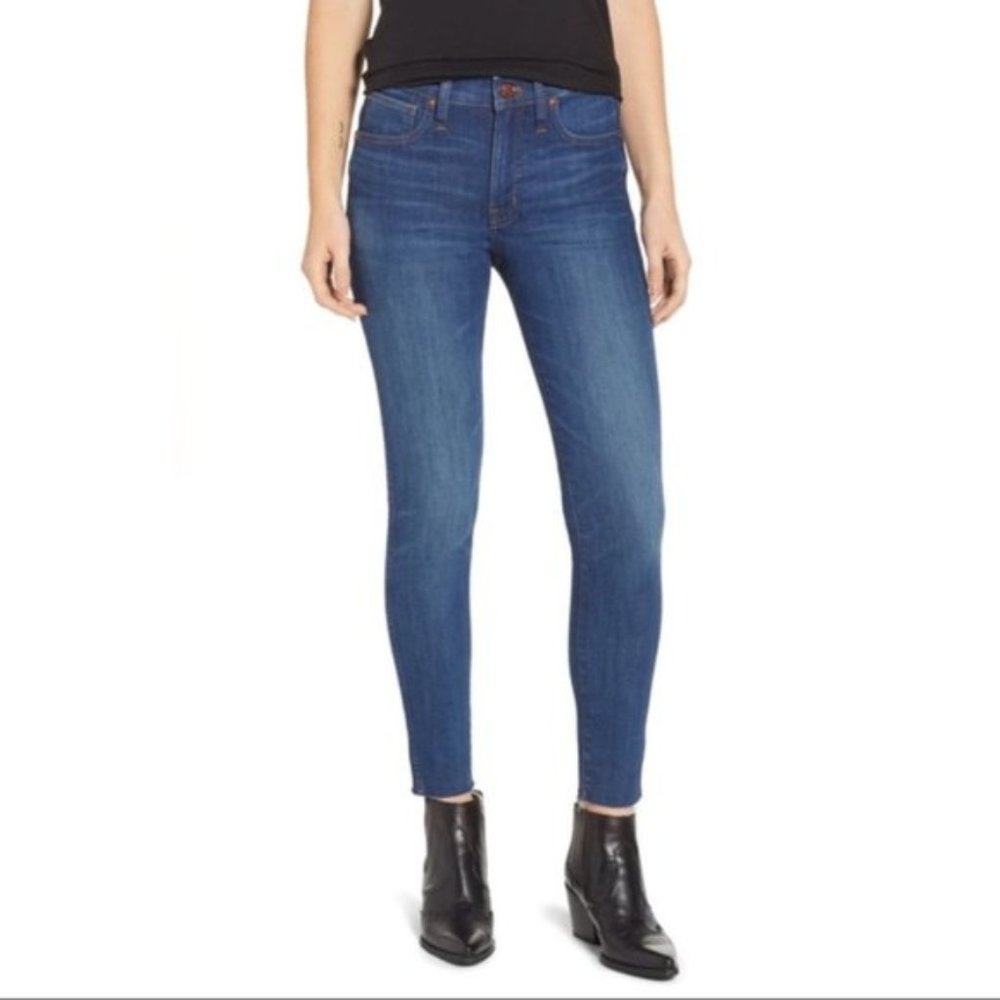 Madewell Mid Rise Crop Skinny Jeans Raw Hem sz 25